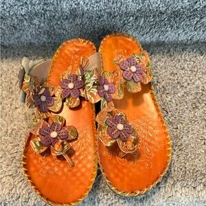 Floral Embellished Taupe Sandals